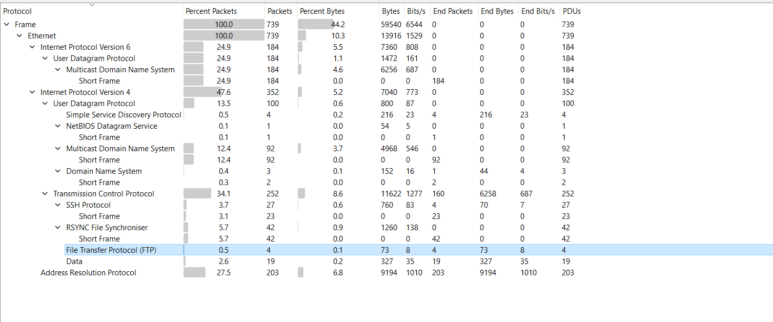 Protocol Hierarchy Statistics