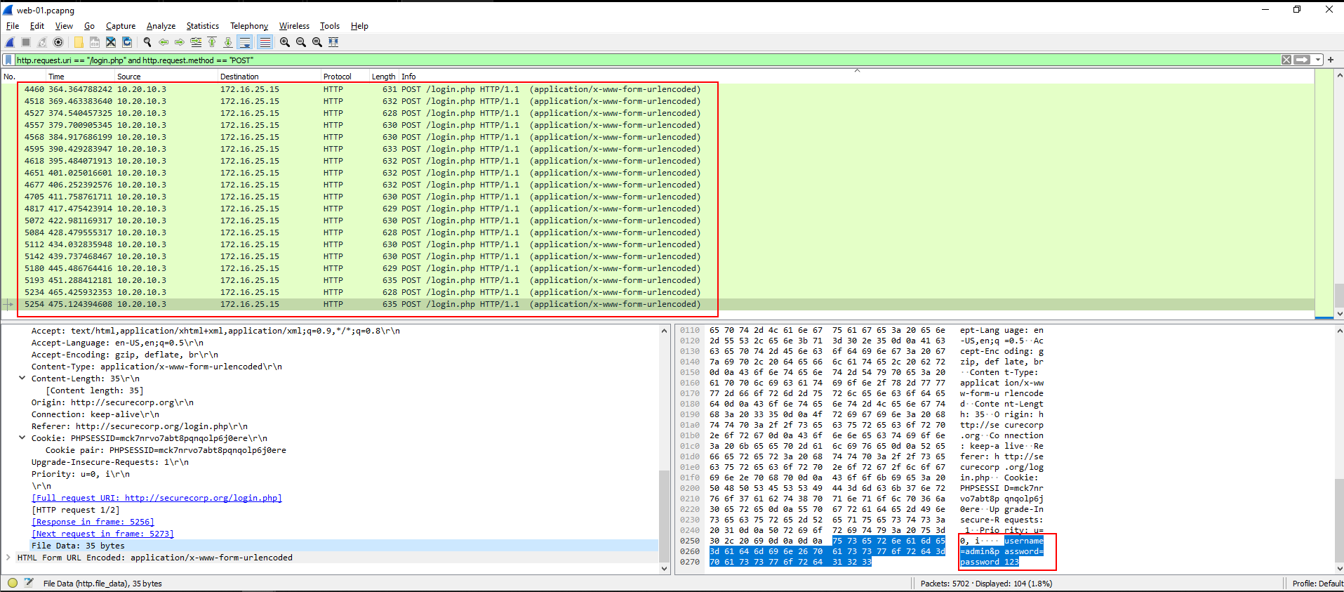 **Wireshark POST Request Capture**